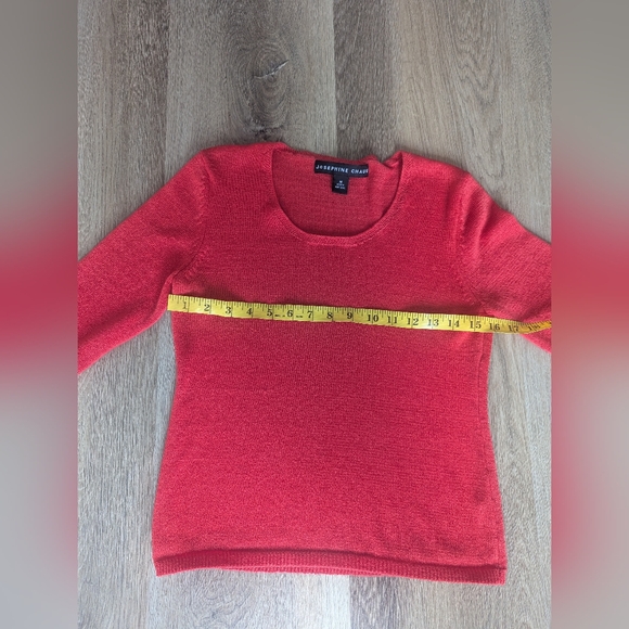 Woman's Josephine Chaus Red/Orange Boatneck Knit 3/4 Sleeve Top- Size Medium - Picture 3 of 5